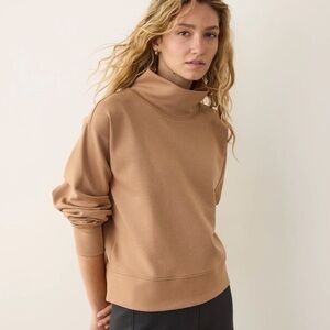 Women's Tan Mock Turtleneck Sweatshirt